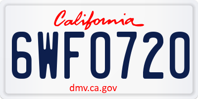 CA license plate 6WFO720