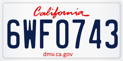 CA license plate 6WFO743
