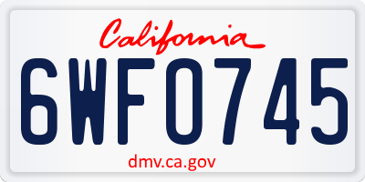 CA license plate 6WFO745