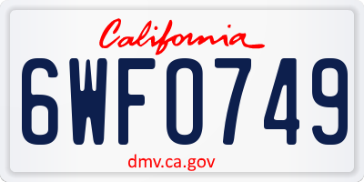 CA license plate 6WFO749