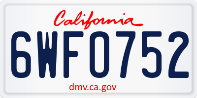 CA license plate 6WFO752
