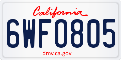 CA license plate 6WFO805
