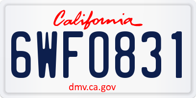 CA license plate 6WFO831