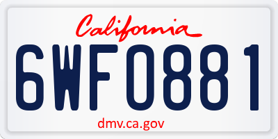 CA license plate 6WFO881