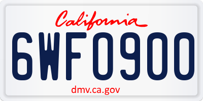 CA license plate 6WFO900