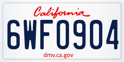 CA license plate 6WFO904