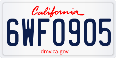 CA license plate 6WFO905