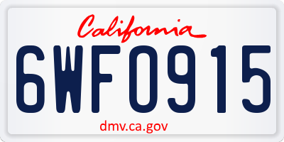 CA license plate 6WFO915