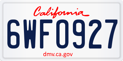 CA license plate 6WFO927