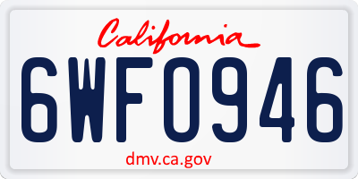 CA license plate 6WFO946