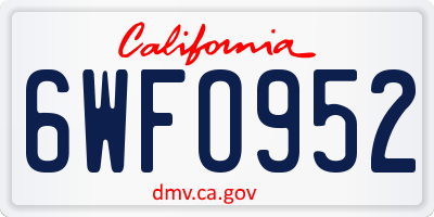 CA license plate 6WFO952