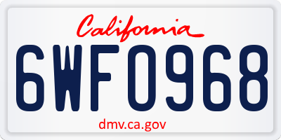 CA license plate 6WFO968