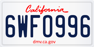 CA license plate 6WFO996