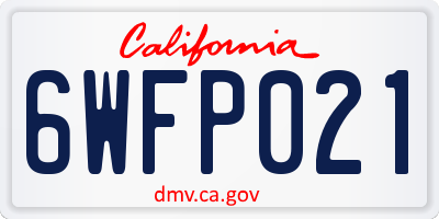 CA license plate 6WFP021