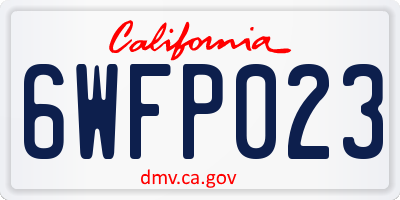 CA license plate 6WFP023