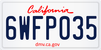 CA license plate 6WFP035