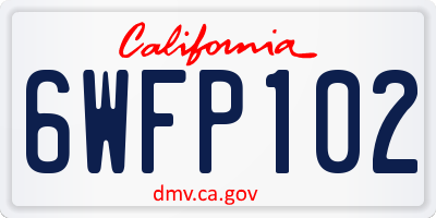 CA license plate 6WFP102