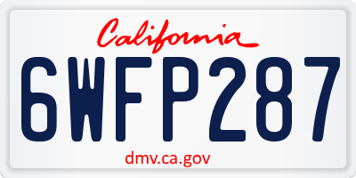 CA license plate 6WFP287