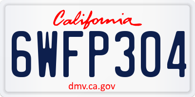 CA license plate 6WFP304
