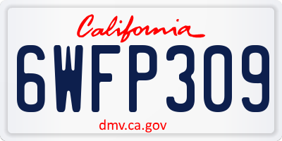 CA license plate 6WFP309