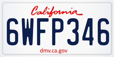 CA license plate 6WFP346