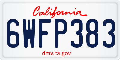 CA license plate 6WFP383
