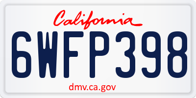 CA license plate 6WFP398