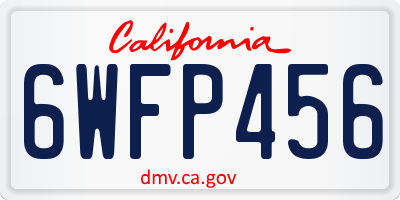 CA license plate 6WFP456