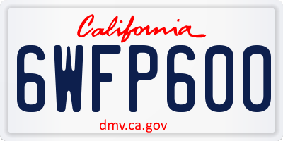 CA license plate 6WFP600