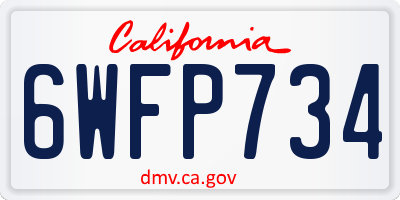 CA license plate 6WFP734