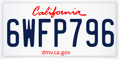 CA license plate 6WFP796