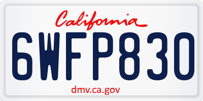 CA license plate 6WFP830