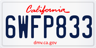CA license plate 6WFP833