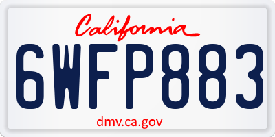 CA license plate 6WFP883