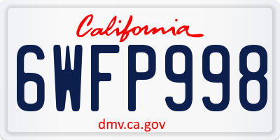 CA license plate 6WFP998