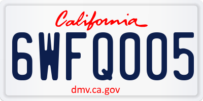 CA license plate 6WFQ005