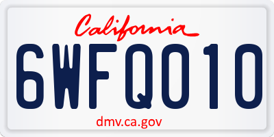 CA license plate 6WFQ010