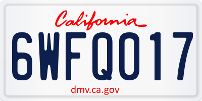 CA license plate 6WFQ017
