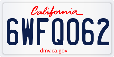 CA license plate 6WFQ062