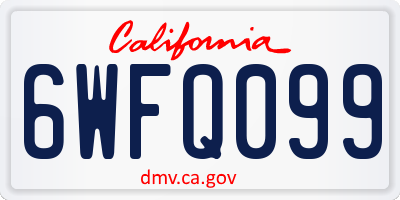 CA license plate 6WFQ099