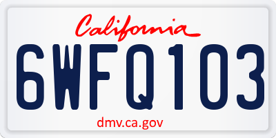 CA license plate 6WFQ103