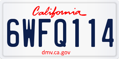 CA license plate 6WFQ114