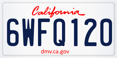 CA license plate 6WFQ120