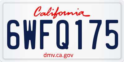 CA license plate 6WFQ175