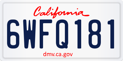CA license plate 6WFQ181