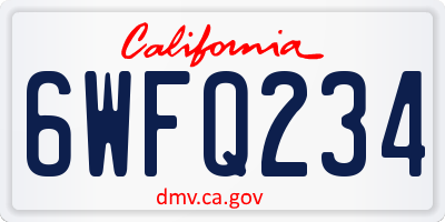 CA license plate 6WFQ234
