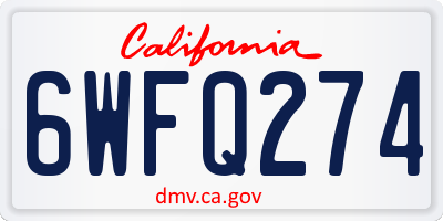 CA license plate 6WFQ274