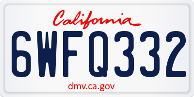 CA license plate 6WFQ332