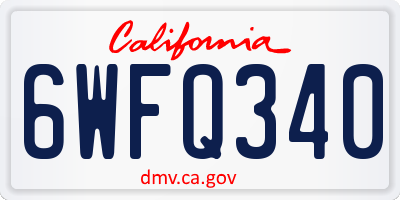 CA license plate 6WFQ340