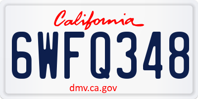 CA license plate 6WFQ348
